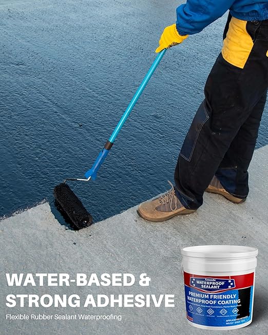 Polyurethane Waterproof Coating Black, 1 Gallon, Roof Sealant Waterproof Coating for Flat & Matal Roofs, Foundations, Concretes, Indoor and Outdoor Leak Repair Basement Sealer Waterproofing