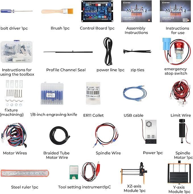 ACMER CNC Router Machine 500W, 3018 Engraver for Wood/Metal/Acrylic Cutting Milling 11.8"x7", ±0.025mm Precision ER11 Chuck, ESP32 Control, Compatible with Candle/Easel,Ascarva 3S