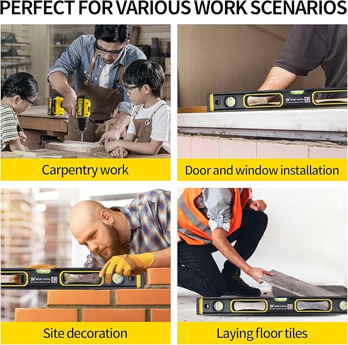 Magnetic Bubble Level, 32 inch, with 180°/45°/90° Angles 800MM Level