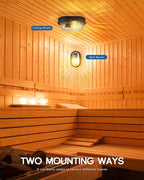 FEMILA 11" Oval Bulkhead Exterior Wall Sconce, 2 Pack Wall Light & Ceiling Flush Mount, Aluminum, Ripple Glass, Front Porch Light for Patio/Garage/Entry, 4FYX104FL-2 BK SW