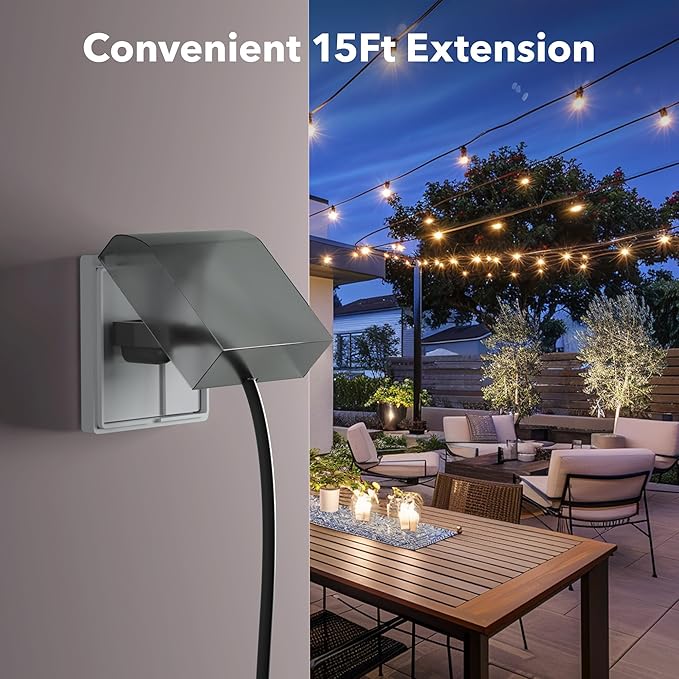 BN-LINK 15 ft Indoor/Outdoor Extension Cord 16/3 SJTW, Black, Water & Weather Resistant, 3-Prong Grounded Plug for Landscaping & Holiday Decorations, Home & Office, 13A, ETL