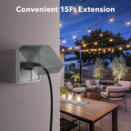 BN-LINK 15 ft Indoor/Outdoor Extension Cord 16/3 SJTW, Black, Water & Weather Resistant, 3-Prong Grounded Plug for Landscaping & Holiday Decorations, Home & Office, 13A, ETL