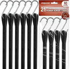 Bungee Cords Heavy Duty Outdoor 21", 10 Pack Rubber Bungee Straps with Metal S Hooks, EPDM Tarp Straps for Cargo, Canopy, All-Weather Use, 180 lbs Load