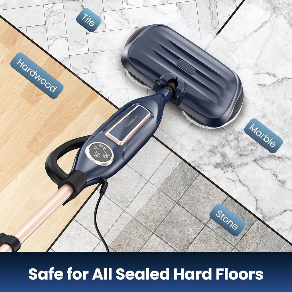 DEVOAC VM6 Scrubbing Steam Mop with Rotating Mop Pads, 10 in 1 Steam Mop, Lightweight Spin Mop & 3 Steam Modes for Hard Floor Laminate Marble Floors