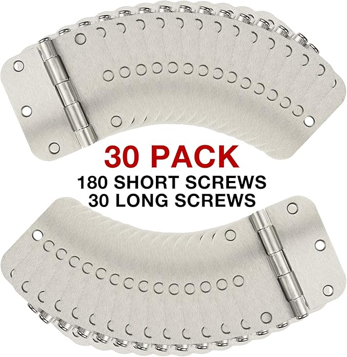 30 Pack Rounded Satin Door Hinges Brushed Nickel 3.5 Inch Interior 3 1/2 Inch 5/8" Radius Corners Iron Bifold Silver Residential Bed Room Hinge for Doors Hardware Controls House Decor Accessories