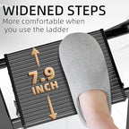 GameGem Step Ladder 6 Step Folding, Aluminum Ladders for High Ceilings, Tall Closet, Cabinet, 6 ft Lightweight Step Ladder with Anti-Slip Foot for Home Use, 330Lbs Load, Black