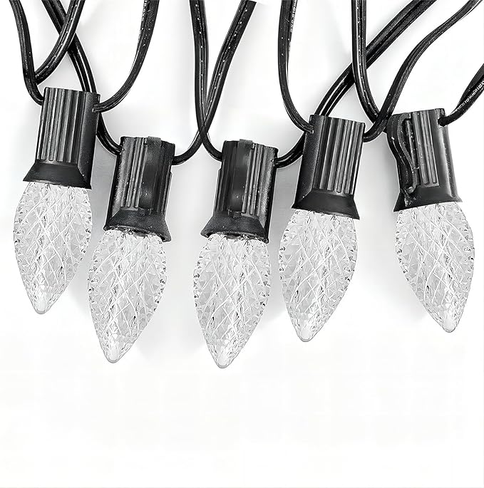 Meconard C7 Led Replacement Christmas Light Bulbs, C7 Shatterproof Led Bulbs for Christmas Indoor Outdoor String Lights, E12 Candelabra Base, Commercial Grade Holiday Bulbs, Warm White, 50 Pack