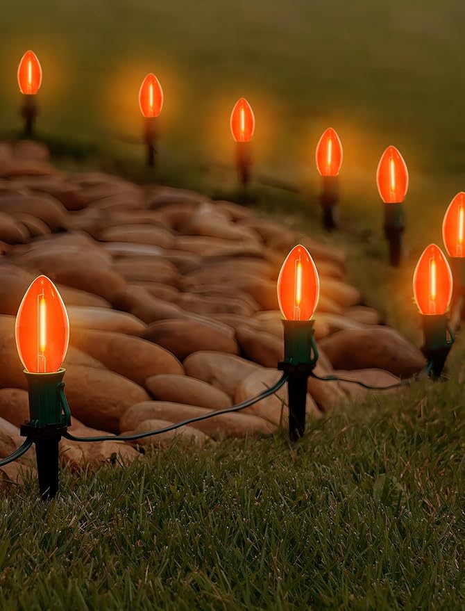 25 Pack C9 Christmas White LED Light Bulb,Vintage Warm White Plastic C9 Replacement Bulbs Shatterproof C9/E17 Intermediate Base 0.6 Watt Great for Night Lights Christmas Outdoor String Lights