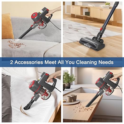 Intercleaner Corded Vacuum Cleaner, 20KPa Powerful Suction with 600W Motor Electric Floor Brush, 4 in 1 Lightweight Bagless Stick Vac with Handheld, for Hardwood Floor Carpet Car Pet Hair