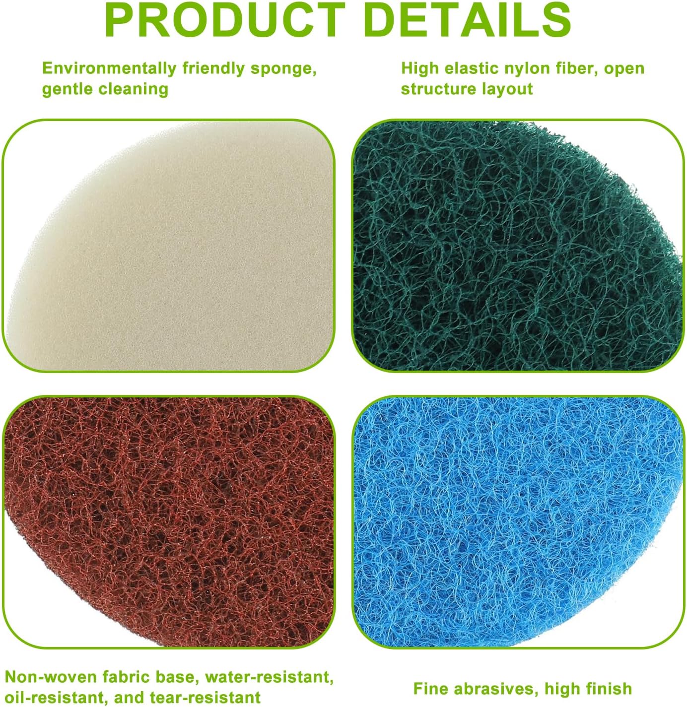 16pcs Electric Cleaning Brush Pad Set 4 Foam Pads 4 Kitchen Mats 4 Heavy Duty Pads 4 Microfibre Pads fit for Bosch Home/Garden 6033 Battery Cleaning Brush