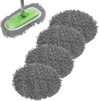 Reusable Microfiber Chenille Mop Pads Compatible with Swiffer Sweeper, Dry Sweeping Cloths & Wet Mopping Cloths, Refills for Hardwood Surface Floor Cleaning, 4 Pack (Grey)
