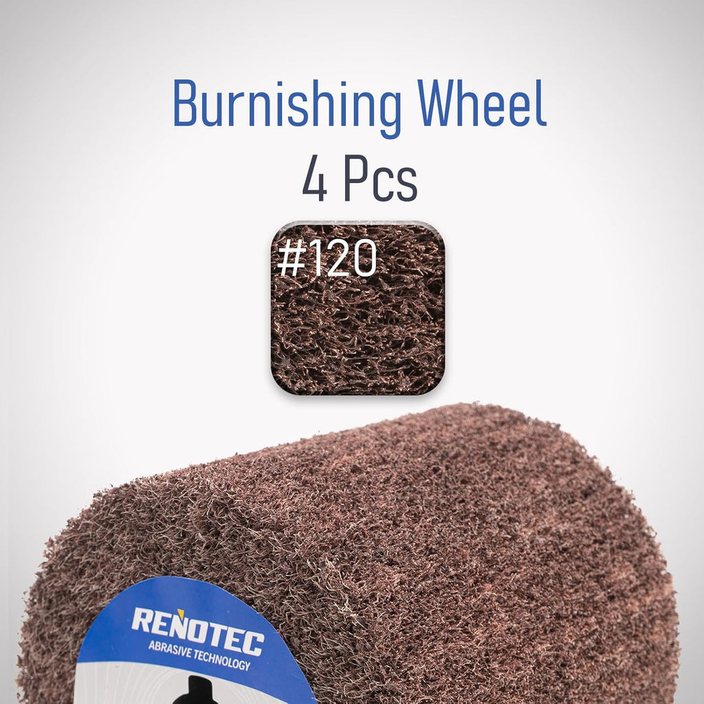 4" Non-Woven Wheel, Pack of 4, 100x100mm, Medium Grit 120, A/O, for Polishing Burnishing Machine