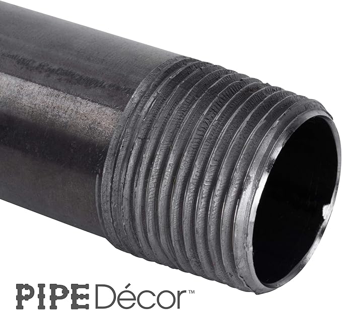 Pipe Decor 1/2" x 5" Malleable Cast Iron Pipe Nipple, Pre Cut Connectors, Industrial Steel Grey Fits Standard Half Inch Black Threaded Pipes Nipples and Fittings, Vintage DIY Furniture, 10 Pack