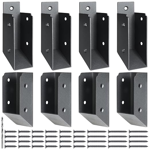 201 Stainless Steel 2" x 4" (1 ½" x 3 ½" Actual) Deck Railing 35° Stair Connectors, for Deck Railing Stair Handrail Connection Installation Deck Railing Bracket (4 Pair-Black)