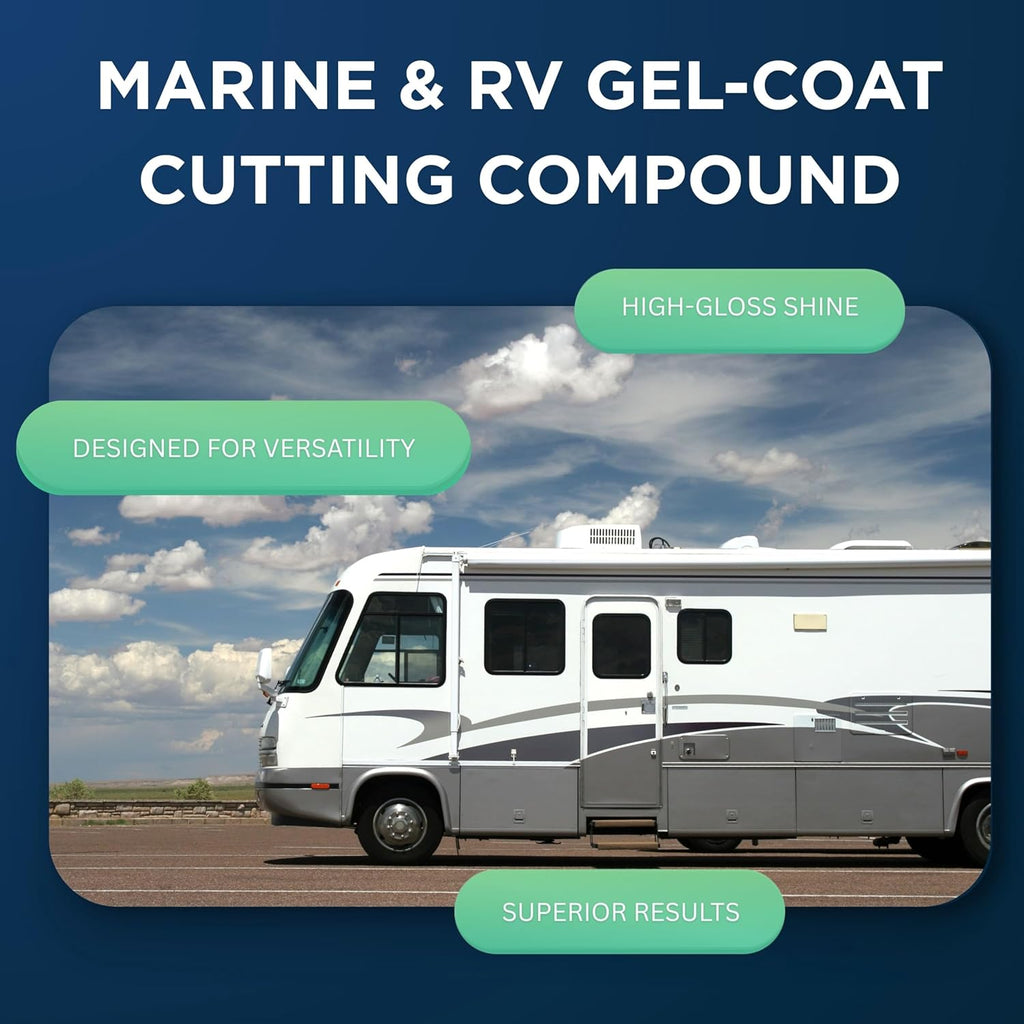 3D Marine & RV All-in-One Gel-Coat Compound & Polish – Removes Oxidation, Swirls, & P2000 Scratches, Deep Shine Wax Protection, No Fillers, 32oz