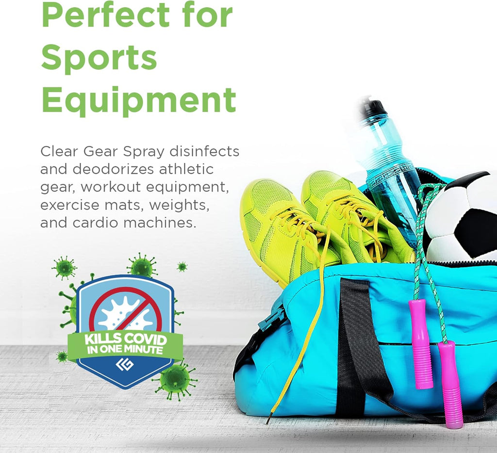 Clear Gear Gym Disinfectant Mat Cleaner, and Gym Equipment Deodorizer for Sports Equipment and Fitness Centers - EPA-Registered, Hospital Grade Disinfectant, Made in USA - (4) 1 Gallon Bottles