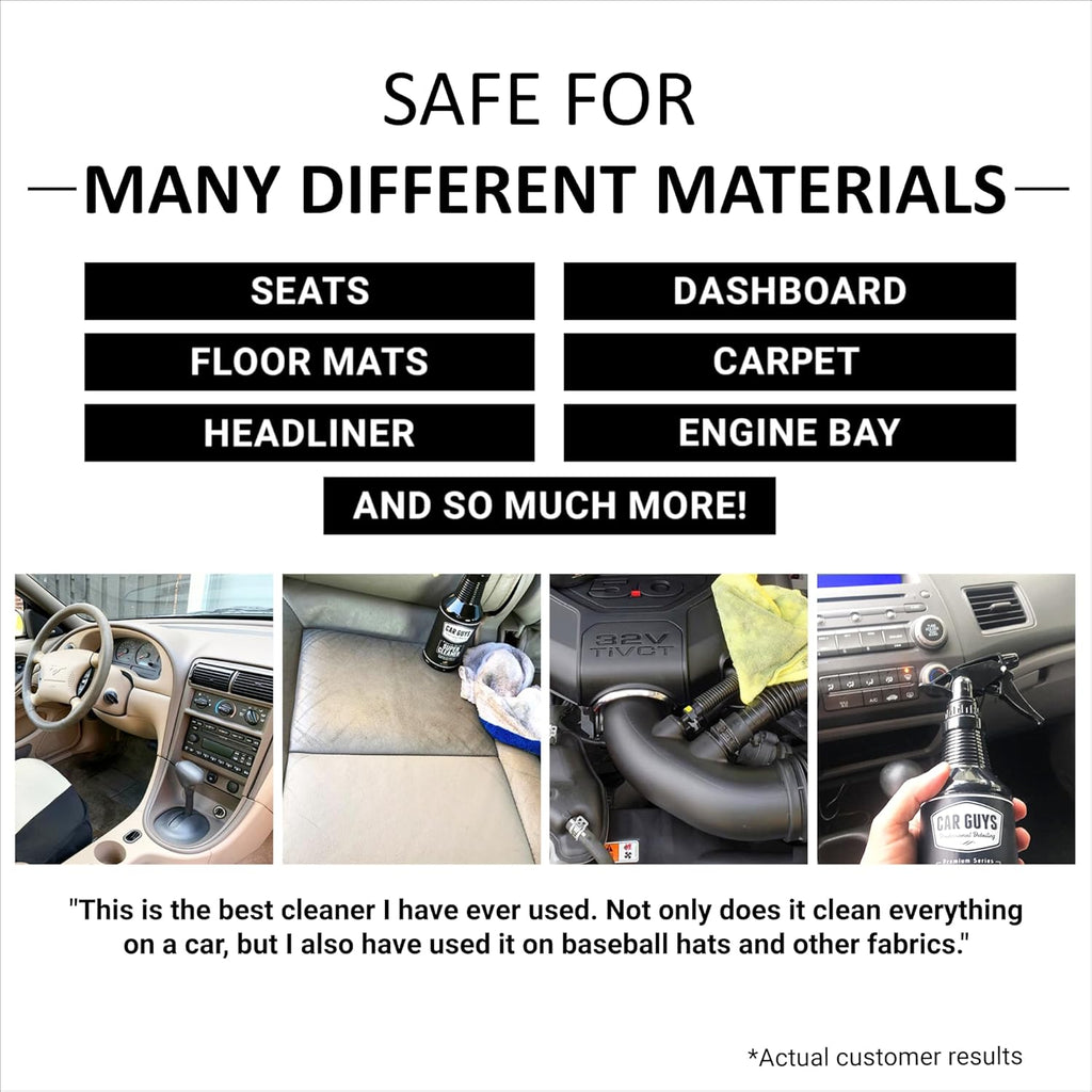 CAR GUYS Super Cleaner | Effective Car Interior Cleaner | Leather Car Seat Cleaner | Stain Remover for Carpet, Upholstery, Fabric, and Much More! | 18 Oz Kit with Microfiber Towel