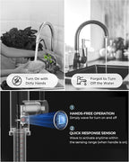 FORIOUS Touchless Kitchen Faucet with Pull Down Sprayer, Brushed Nickel Hands-Free Smart Motion Sensor Sink Faucet Single Handle Contemporary, Suitable for Farmhouse Laundry Camper RV Bar