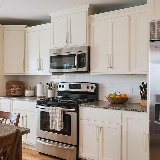 3 Pack 6.3 Inch(160mm) Hole Center Brushed Gold Modern Cabinet Pulls Kitchen Cabinet Handles Kitchen Cabinet Hardware Timeless Drawer Pulls for Dresser Cupboard Wardrobe, B-Gold(6.3x3)