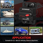 DaierTek 12V Circuit Breaker 200A, 12 Volt 200 Amp Circuit Breaker Waterproof Resettable Marine Circuit Breakers for Car Auto -2Pack