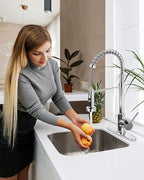 Kitchen Faucet with Pull Down Sprayer: Chrome 3-Function Kitchen Sink Faucet for 1 or 3 Hole - Stainless Steel Single Handle Spring Kitchen Faucets with Deck Plate for Farmhouse RV Laundry