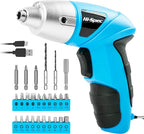 Hi-Spec 27pc 3.6V Blue USB Small Power Electric Screwdriver Set. Cordless & Rechargeable with Driver Bit Set