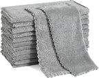 12 Pack Cleaning Cloth,Ultra Soft Absorbent Quick Drying Microfiber Cleaning Rags,No Scratches,Reusable,Washable,Lint Free Cleaning Towels for Kitchen,Window,Glass,car,11.8"×11.8"(Dark Grey)