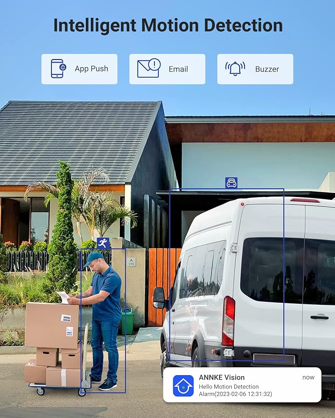 ANNKE 8CH 3K Lite AI DVR with Human/Vehicle Detection, H.265+ Surveillance Security Camera System with Audio and 4pcs 1080P Security Cameras with Dual Light, IP67, Color Night Vision, 1TB Hard Drive