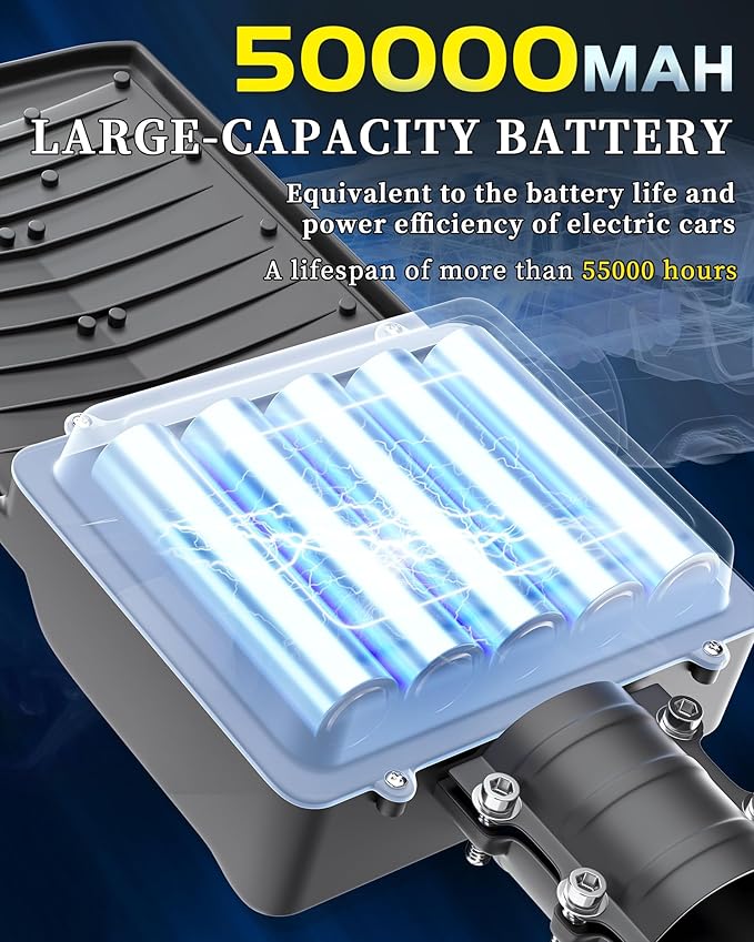 Gefolly SL-10000W Solar Street Lights Outdoor, 600000LM Commercial Parking Lot Light Dusk to Dawn IP67 Waterproof 6500K Security Flood Lights with Motion Sensor Lamp for Yard, Road