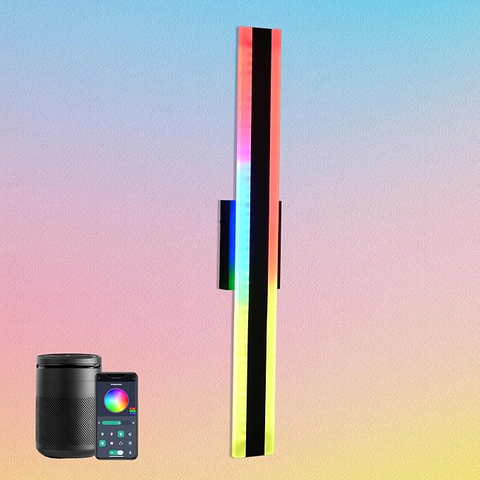 TODOLUZ 2-Pack 32-Inch Outdoor RGB Wall Light Fixture, IP65 Waterproof 21W LED Linear Porch Wall Sconce Lighting with Remote Control for Enterway Patio Garage