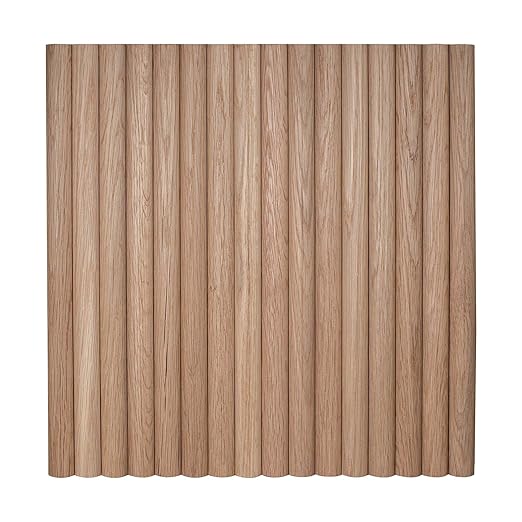 OUTWATER 1' x 4' Solid White Oak Flexible Tambour Sheet with 3/4" Half Round Slats, Unfinished & Flexible