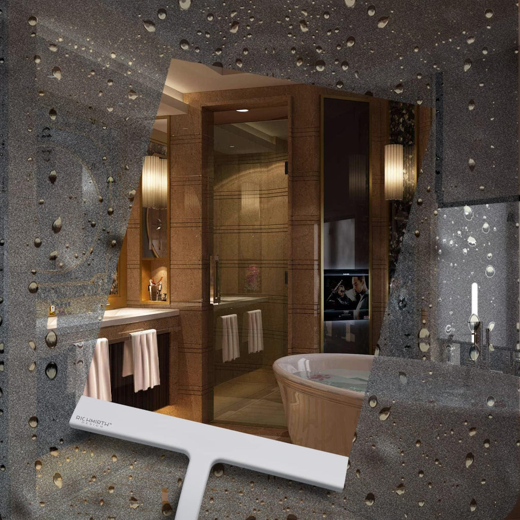 Shower Squeegee 9" with Silicone Hook - All Purpose Squeegee for Shower Glass Door Mirrors Bathroom Tiles Car Windows Glass Door Blade Showers - White