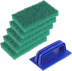 5 Pack Electric Cleaning Brush Pad Kitchen Bathroom Household Cleaning Pad Swimming Pool Wall Cleaning Brush Heavy Duty Griddle Scrubber Scouring Pad and 1 Pack Handle kit(Green)