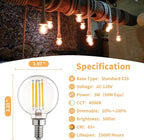 G16.5 Led Bulb, Small Round Edison Light Bulbs, Dimmable E12 Globe Clear Vanity Light Bulbs, 5w 4000k Vintage LED Filament Edison Bulb
