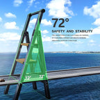 3 Step Ladder,Folding Step Stool with Aluminum Wide Pedal& Convenient Handgrip,330lbs Capacity Steel Ladder for Household and Office(Black &Woodgrain)