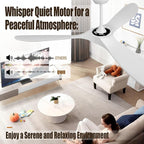 52" White Outdoor Ceiling Fan No Light,Solid Wood Modern Ceiling Fans Without Lights, Quiet High Cfm Energy Efficient 3 Blade Farmhouse Patio Dc Motor Rustic Exterior Large Living Room Ceiling Fan