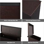KYODOLED Wall-Mount Mailbox, Large Capacity Mail Box, Galvanized Steel Rust-Proof Metal Post Box, Mailboxes for Outside,15.7"x9.9"x4.9" Bronze