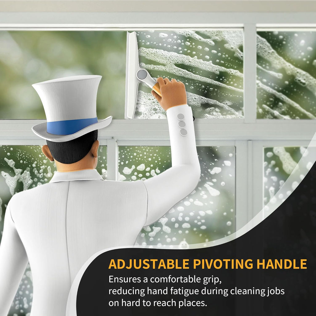 MR.SIGA All Purpose Silicone Squeegee for Shower Door, Mirror, Glass, Streak Free Shower Squeegee, Pivoting Bamboo Handle, Includes 1 Suction Hook, 10 inch Wide, 1 Pack