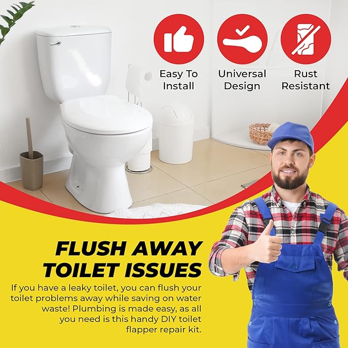 Qualihome Front Mount Chrome Toilet Handle Replacement Kit with 2 Inch Universal Toilet Flapper Replacement Kit and Stainless Steel Toilet Flapper Chain