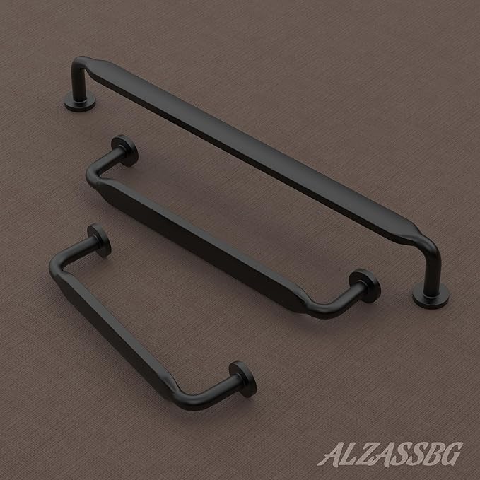 Alzassbg 6 Pack Matt Black Cabinet Handles, 3-3/4 Inch(96mm) Hole Centers Arch Modern Cabinet Pulls Kitchen Cabinets Hardware for Cabinets and Drawers AL3503MB
