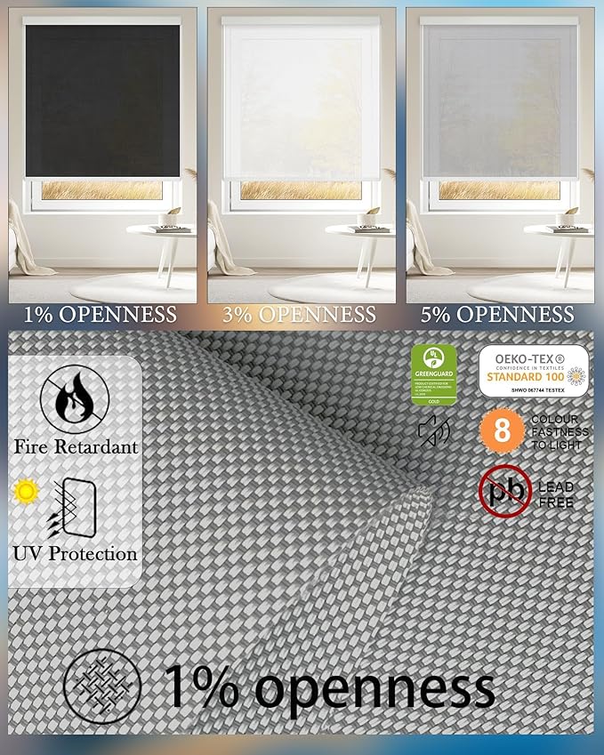 Motorized Blinds with Remote Cordless Automatic Motorized Shades Custom Blinds for Windows Smart Curtains Compatible with Alexa Google Home(Solar Grey,W50 x H72in)