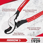 ARROW 9.5” Cable Cutter High Leverage, Wire Cutters Heavy Duty with Thick Dip-Grip Handle, CR-V Steel, Cutter Tool for 4/0 Aluminum, 2/0 Soft Wire, and 100PR 24AWG Communications Cable