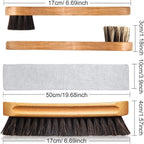 4 Pcs Horsehair Shine Shoes Brush Kit Polish Dauber Applicators Cleaning Leather Shoes Boots Care Brushes Suede Cleaner Brush with Microfiber Shoe Cloth(4 Pcs Style B)