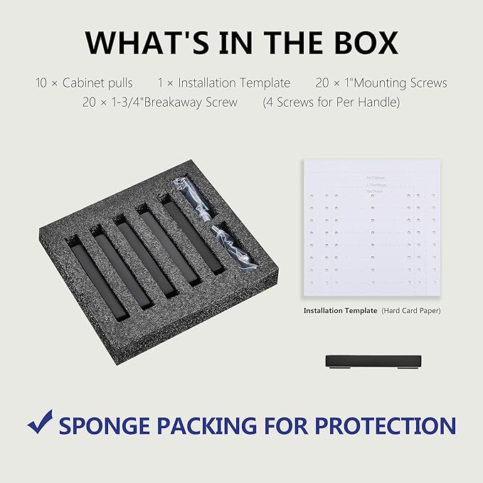 10 Pack 4 Inch Length|3 Inch(76mm) Hole Center Matte Black Kitchen Cabinet Handles, Cabinet Pulls Kitchen Cabinet Hardware, Cupboard Pulls, Drawer Handles