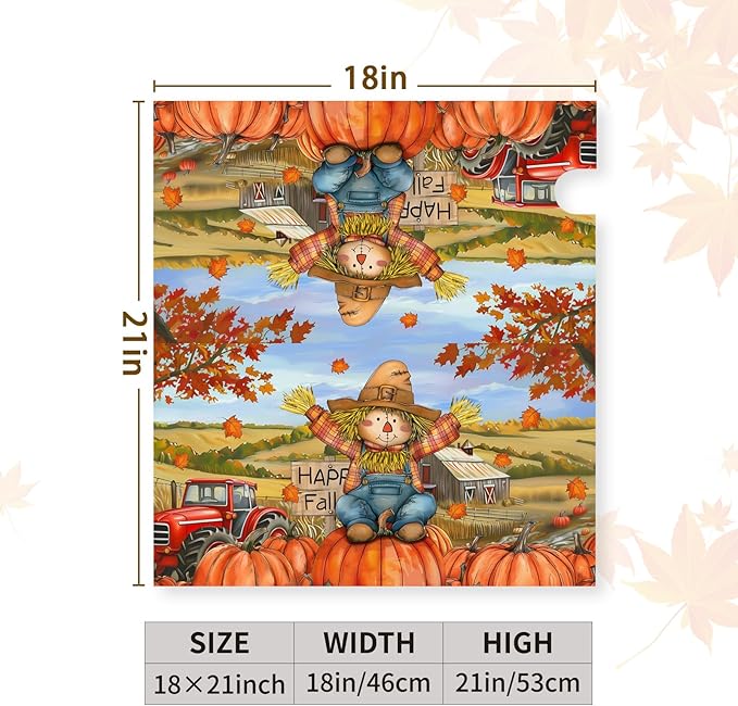 Fall Scarecrow Decorative Mailbox Covers Magnetic Standard Size 21x18 Autumn Pumpkins Maple Leaves Mailbox Wraps Cover Harvest Fall Letterbox Cover for Garden Yard Outdoor Decor