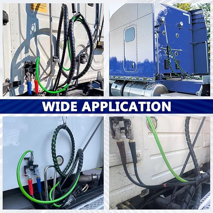 15 FT Air Line Hose Assembly with 1/2" NPT Swivel Fitting Straight Heavy Duty Power Hoses Set Spring Guard Grips DOT Fittings on Both Ends with Glad Hands Set for Semi Truck Trailer Tractor