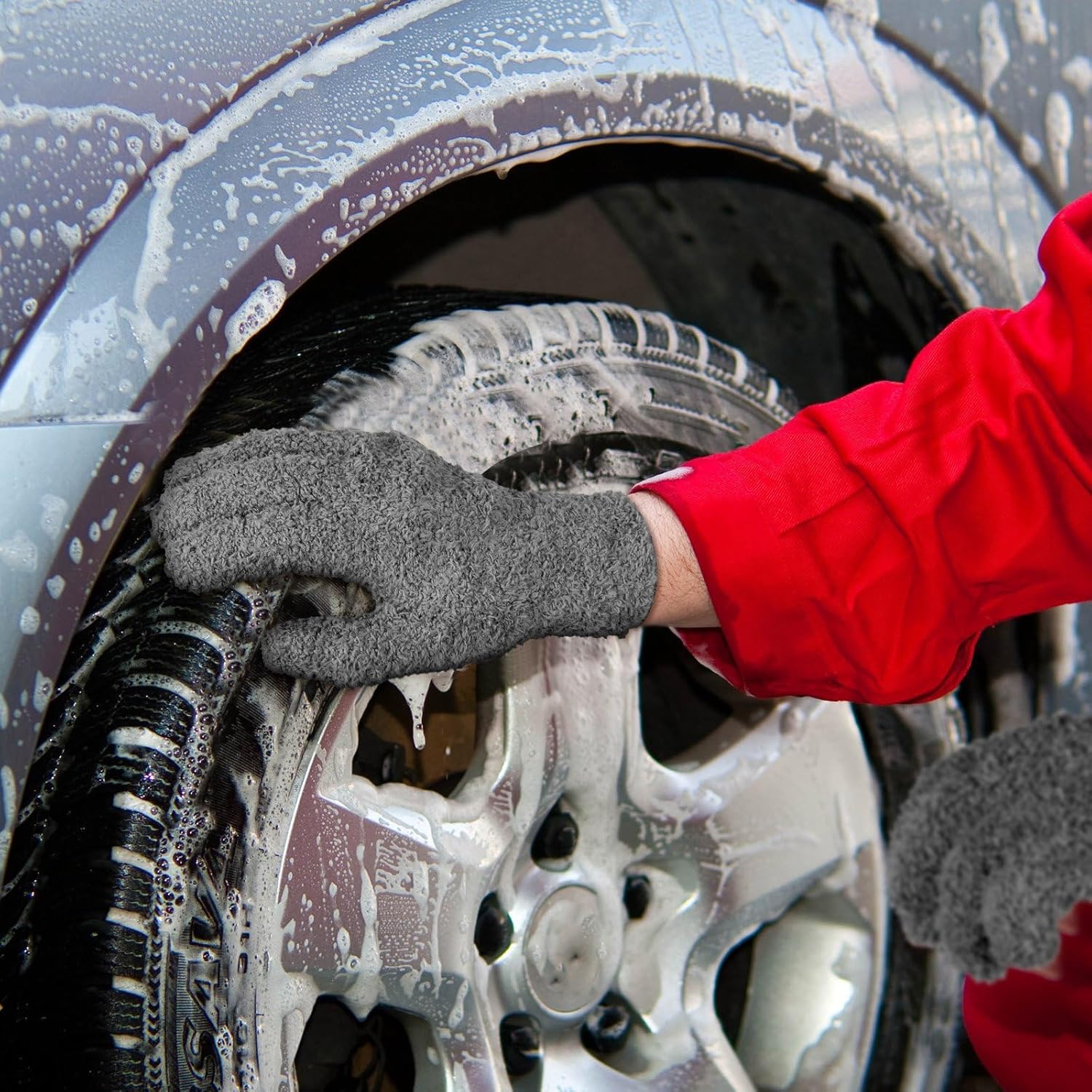 Patelai 3 Pairs Microfiber Plant Dusting Gloves Leaf Cleaning Gloves for Indoor Plants, Blinds, Furniture, House(Large,Orange, Brown, Dark Gray)