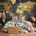 artgeist Premium Wall Mural World Map 138x101 in - XXL Non-Woven Wallpaper Fleece Wall Decor Photo Print Picture Image Design Home Map of The World k-A-0092-a-a
