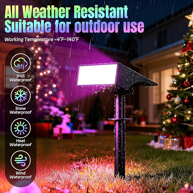 Solar Spot Lights Outdoor Color Changing, [7 Mode/12 Pack] Christmas Landscape Spotlights, Solar Lights Outdoor Waterproof,Led Powered Flood Light for Halloween Pathway Yard Garden Tree Walkway
