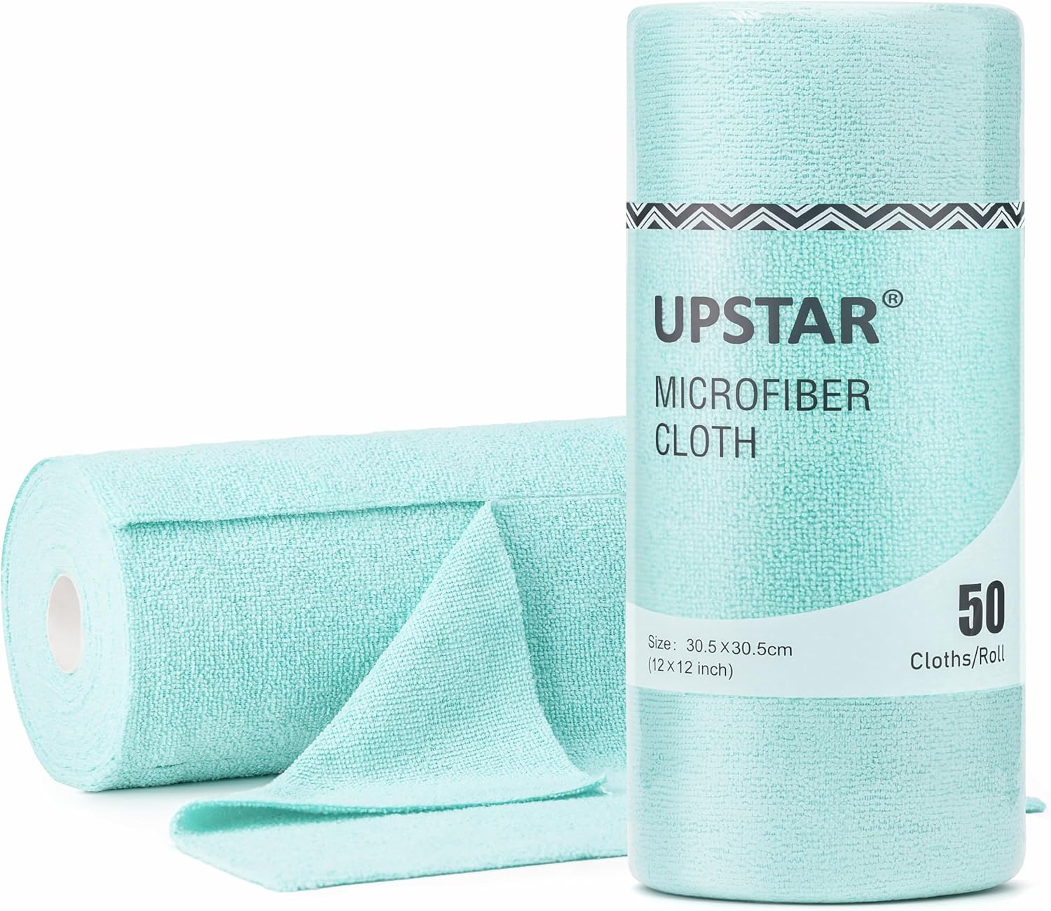 UPSTAR Microfiber Cleaning Cloth, Reusable Paper Towels Rolls, Cleaning Rags for Kitchen, Bathroom, Car, 12x12 inch, 50 Packs/Roll, Blue